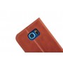 Genuine Leather Bookcase Samsung Galaxy S6 Rood Bruin