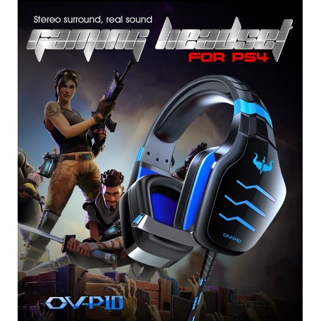 Stereo Gaming headphone OV- P10 Zwart-Blauw