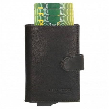 Credit card etui RFID Leder old west echt zwart