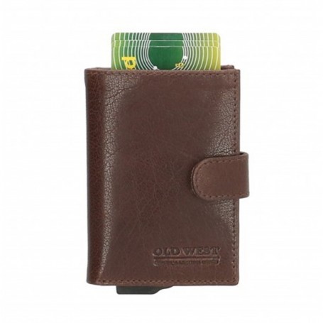 Credit card etui RFID Leder old west echt Donkerbruin