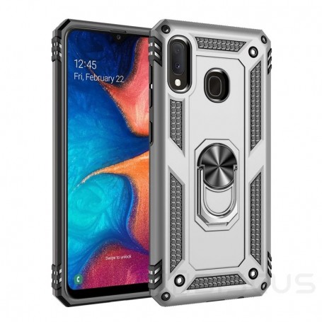 Stevige Ring backcover voor Samsung A40 Zilver