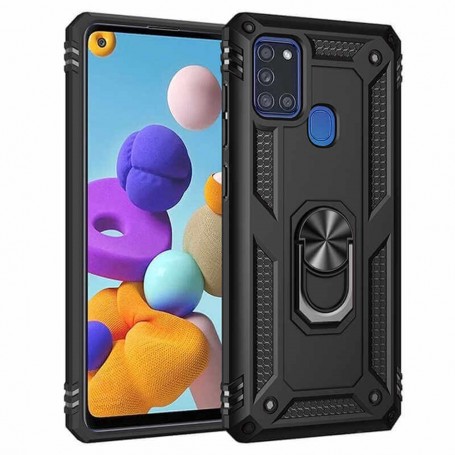 Stevige Ring backcover voor Samsung A21S Zwart