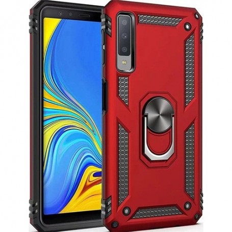 Stevige Ring backcover voor Samsung A7 2018 Rood